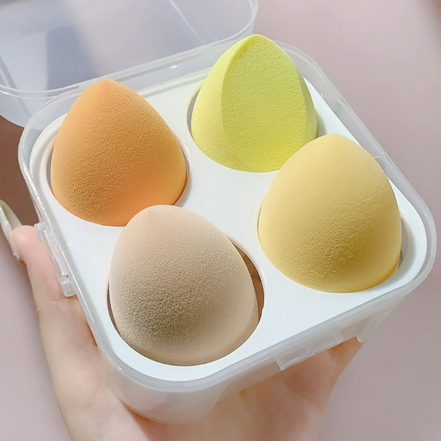 Dry And Wet Use Blender Puffs Serious Blender Sponge 3D Beauty Egg For Make Up (4pcs)-Yellow