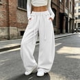 thumbnail image 4 of Vixolx Womens Wide Leg Sweatpants Decorative Drawstring Elastic Waist Baggy Barrel Pants with Pockets Casual Solid Color Trousers, 4 of 7