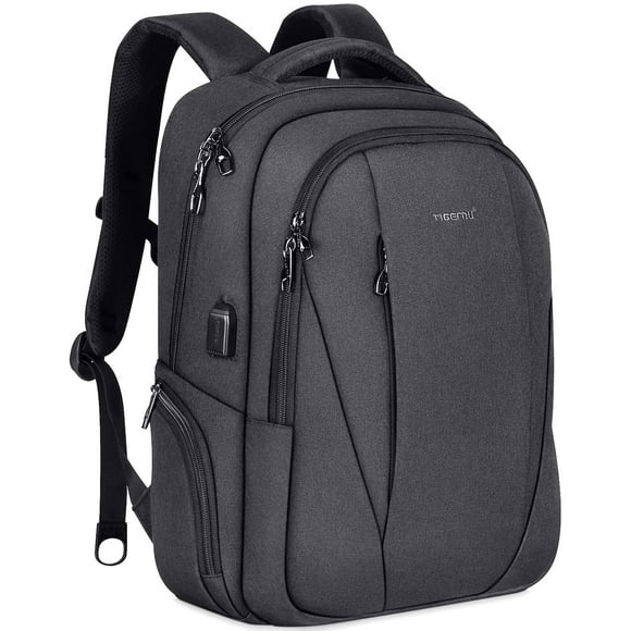 Tigernu Travel Laptop Backpack Business Slim Anti-theft Backpacks with USB Charging Port Water Resistant College School Computer Bag for Men Women Fit Under 15.6 inch Notebook/Macbook,Black