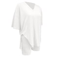 thumbnail image 5 of vigerkar 2 Piece Sets for Women Summer 2026 Lounge Short Set Spring Matching Biker Shorts V Neck Oversized Shirt Clothing (White, XXL), 5 of 9