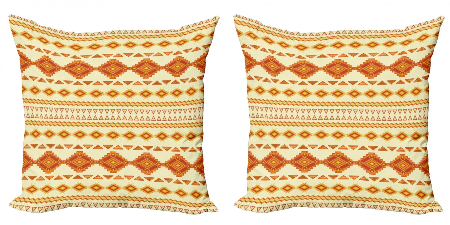 Aztec Throw Pillow Cushion Cover Pack of 2, Old Pattern with Vintage