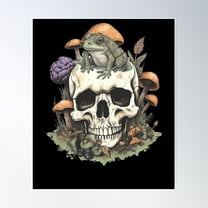 Skull Frog Floral Mushroom Vintage Cottagecore Theme Poster Wall Art, Modern Wall Decor For Living Room Bedroom, 8x12 UNFRAMED