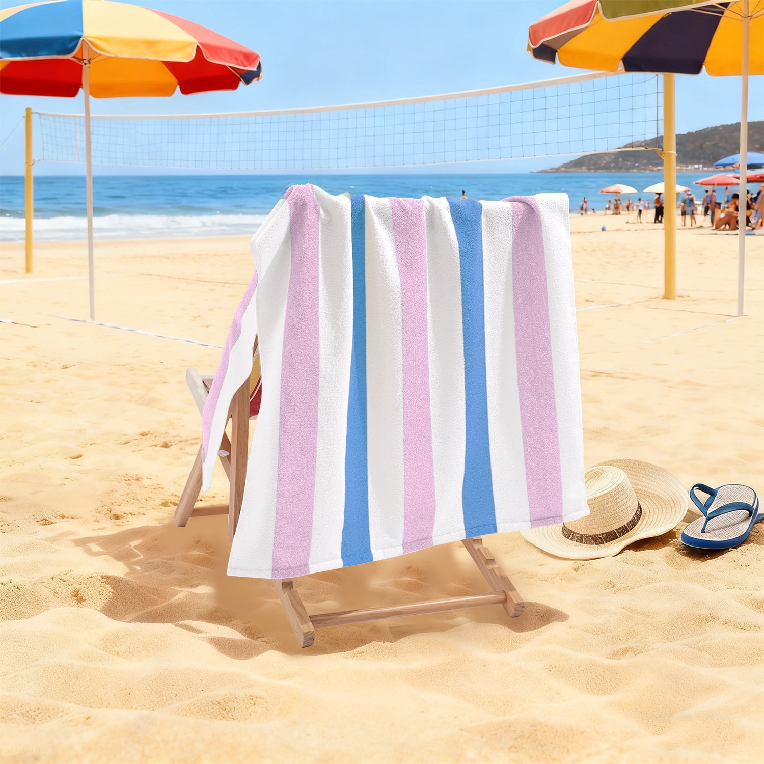 Jessy Home 4 Pack Stripe Beach Towel Sets, 30"x60" Quick-dry Sand-resistant Lightweight Soft Beach Towel for Travel, Gym
