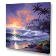 thumbnail image 2 of Designart "Purple Orange Sunset At The Beach I" Modern Landscape Beach Canvas Art Print, 2 of 5