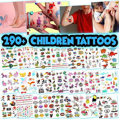 Kids Temporary Tattoos More Than 290 Easy To Use Tattoos For Children Assorted 21 Sheets Walmart Canada