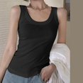 thumbnail image 6 of JGGSPWM Women's Tank Tops Scoop Neck Ribbed Sleeveless Casual Basic Knit Cami Tee Shirts Black 2XL, 6 of 7