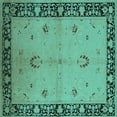 thumbnail image 1 of Ahgly Company Indoor Square Oriental Turquoise Blue Industrial Area Rugs, 6' Square, 1 of 4