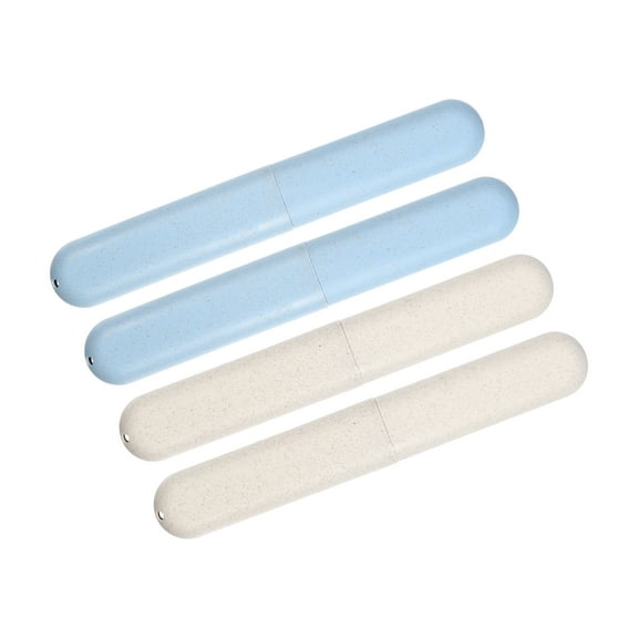 Vocoste 4 Pcs Traveling Toothbrush Holders Case, PP Toothbrush Case for Travel Business, Blue Beige 8.07''x1.22''x0.83''
