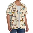 thumbnail image 4 of Vsdgher Dachshund Dog Print Men's Wrinkle Free Untucked Cuban Shirt Business Casual Button Down Shirts Short Sleeve Shirt, 4 of 7
