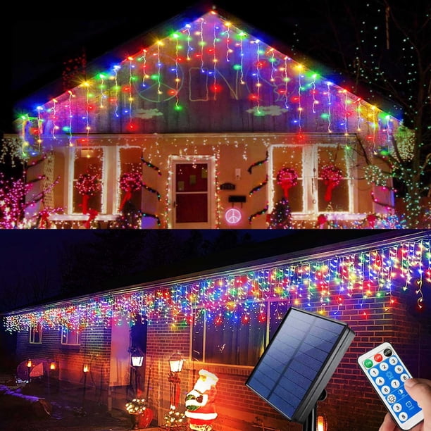 Luces LED para exteriores en forma de carámbano Homeleo, 14.5 pies 160 pulgadas, multicolor