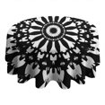 thumbnail image 4 of Black White Tie Dye Mandala Pattern Round Tablecloth 60"x60",Wrinkle Wipeable Table Cloth for Kitchen Dining Room Picnic Patio Party, 4 of 6