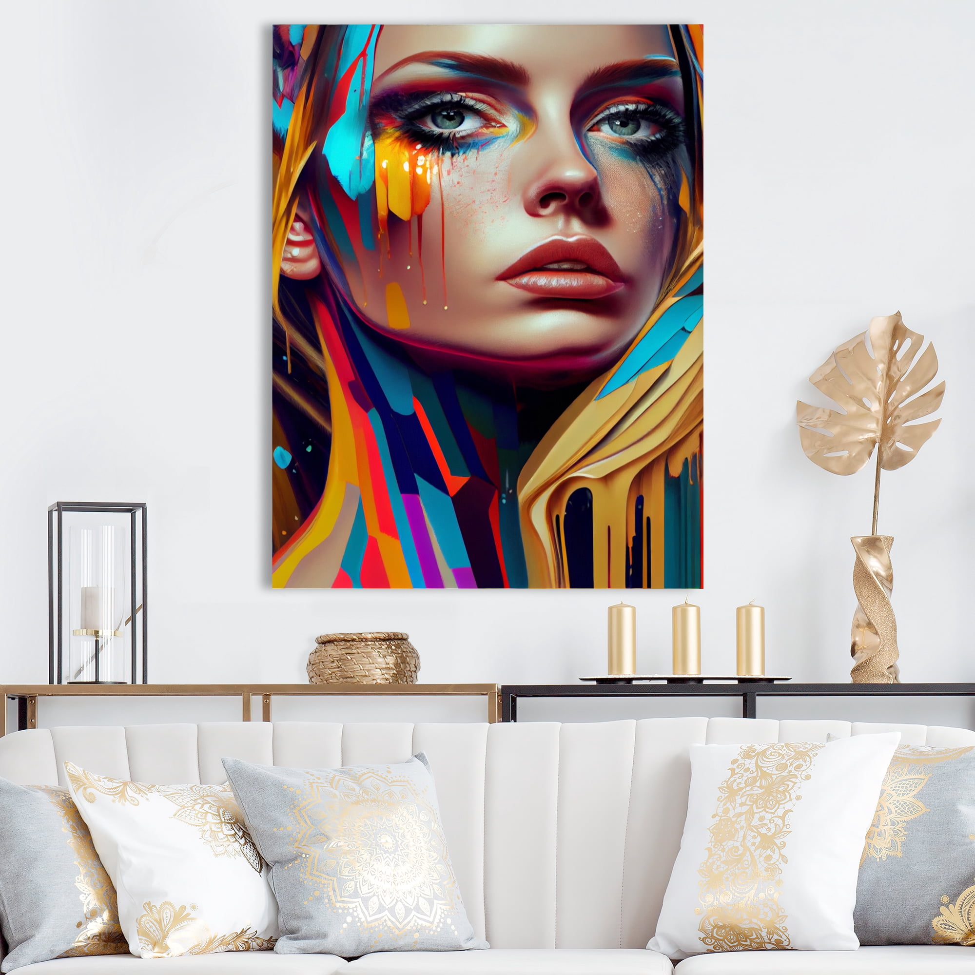 Designart Vibrant Creative Woman Portrait VIII Canvas Wall Art