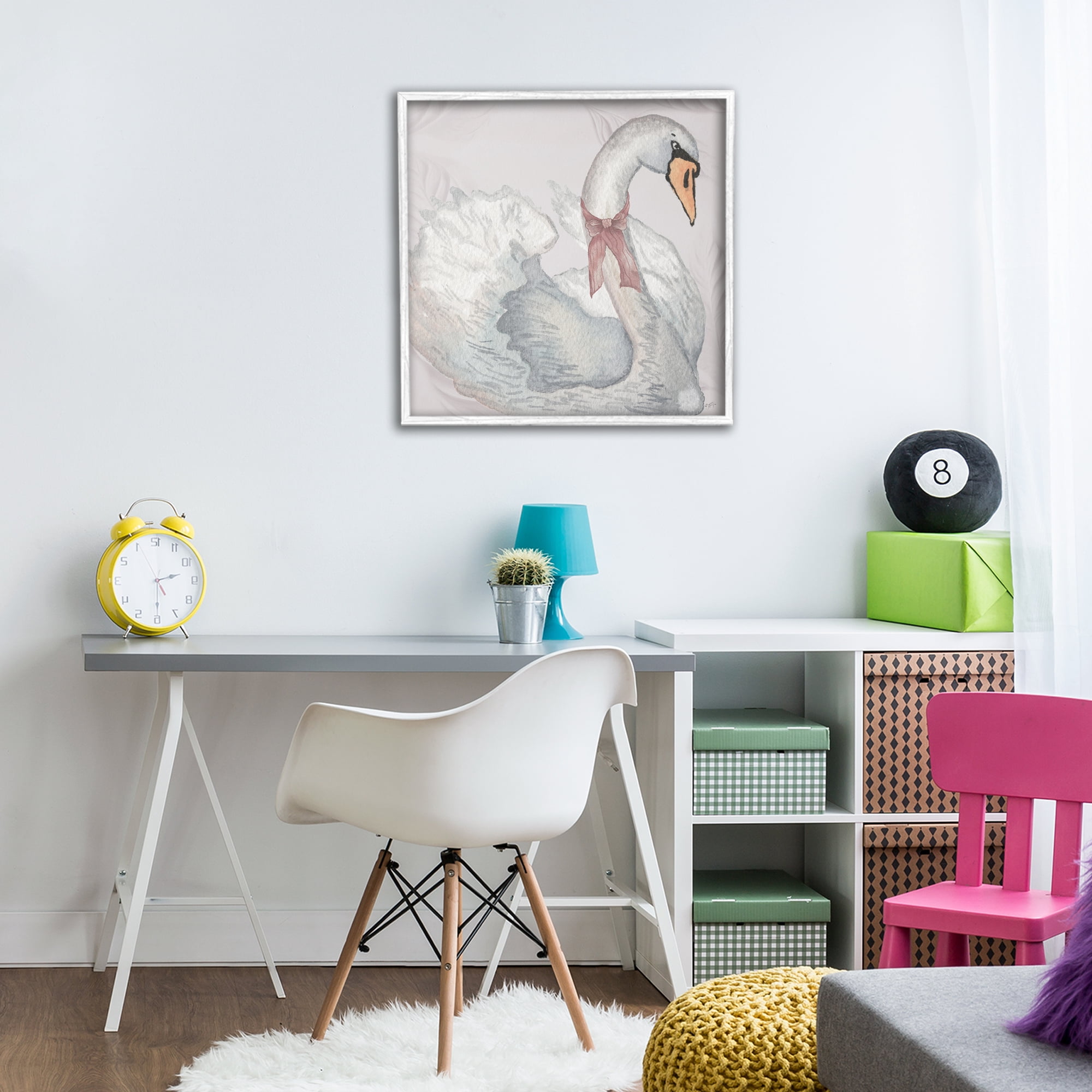 Stupell Industries Subdued Classic Swan White Framed Giclee Art, design by Elizabeth Medley