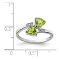 thumbnail image 2 of White Sterling Silver Ring Band Gemstone Peridot Heart Green Diamond, 2 of 2