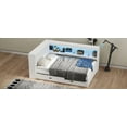 thumbnail image 2 of Full Size Wood Daybed with Storage Shelves, USB, LED, and Trundle, White, 2 of 16