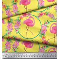 thumbnail image 2 of Soimoi Polyester Crepe Fabric Floral Wreath & Flamingo Bird Print Fabric by The Yard 52 Inch Wide, 2 of 5