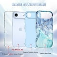 thumbnail image 3 of CASEFIV Compatible with iPhone Air Case 6.5 Inch 2025,Marble Pattern 3 in 1 Heavy Duty Shockproof Rugged Hard PC+Soft Silicone Drop Protective Women Girls Phone Cases for iPhone 17 Air,Blue Cyan, 3 of 7