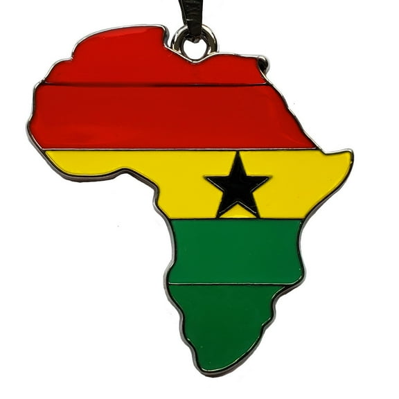 Ghana Flag Pendant Necklace African Map Chain by Dupsie's
