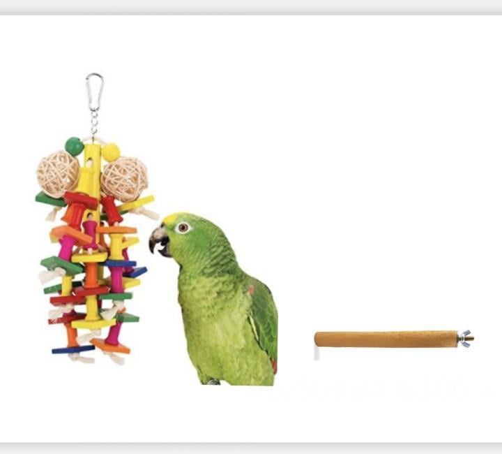 Parrot Pet Bird Wooden Swing Chew Toy Straw Cage Hanging Toys Large Rope Ladder 