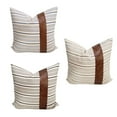 thumbnail image 5 of KYAIGUO Stripe Pillow Covers Machine Washable Leather Patchwork Linen Pillow Covers 18x18 Inch for Couch Living Room Bedroom Car, 5 of 5
