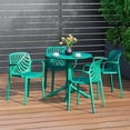 thumbnail image 3 of WestinTrends Playa 5-Piece Outdoor Resin Round Patio Dining Table Set with Modern Stackable Patio Dining Chairs, Turquoise, 3 of 15