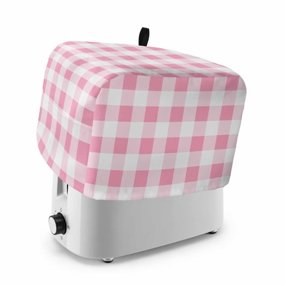 Toaster Cover 4 Slice, Pink Checkered Dustproof Bakeware Oven Protector with Top Hook, Pink White Buffalo Plaid Waterproof Small Kitchen Appliance Toasters Dust Cover, 12"x11"x8"
