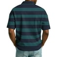 thumbnail image 5 of Mens Polo Shirts Casual Quarter-Zip Striped Beach Shirt Lightweight Short Sleeve T Shirt Classic Soft Lapel Collared Pullover OIOLOYJM Dark Green M, 5 of 9
