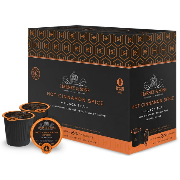 Harney & Sons, Hot Cinnamon Spice Black Tea Keurig Kcups, Tea Pods, 24