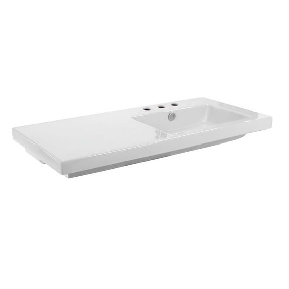 Nameeks Co02011-Three Hole Tecla 39-3/8" Ceramic Wall Mounted / Drop In Bathroom Sink -