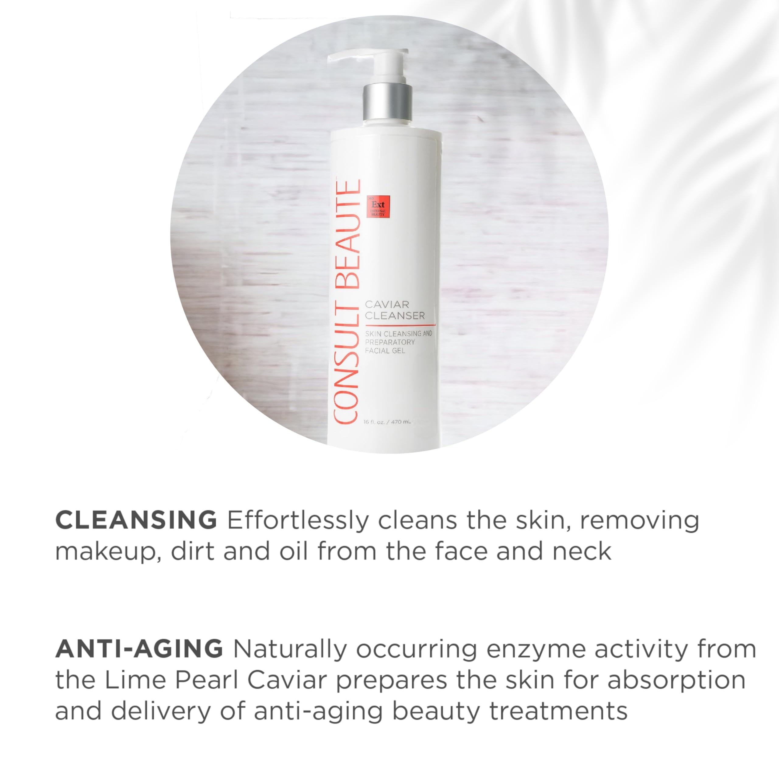 Consult Beaute Caviar Facial Cleanser, Gentle Gel-to-Foam Wash, 16 Fl Oz