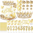 thumbnail image 1 of Topper para pastel SUTROMA Corona Feliz Cumpleaños Princesa Dorado y Blanco, 1 of 7