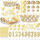 thumbnail image 1 of Topper para pastel SUTROMA Corona Feliz Cumpleaños Princesa Dorado y Blanco, 1 of 7