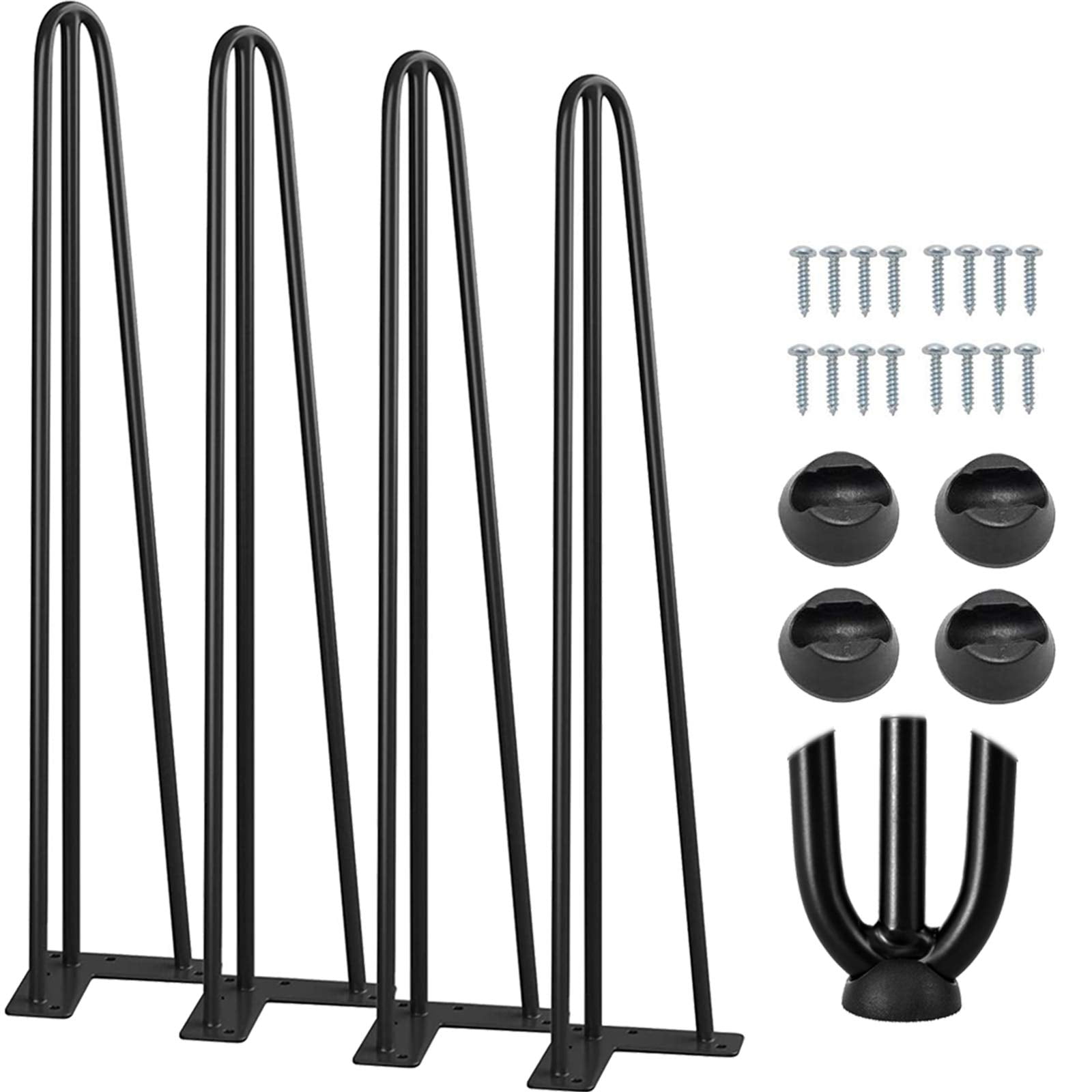MEETWARM 28 inch Black Metal Hairpin Legs, 3 Rods, 3/8" Diameter, Heavy