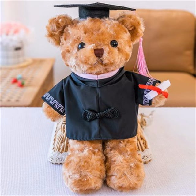Oso de peluche de graduación con birrete negro, 30 cm (11,8 pulgadas).