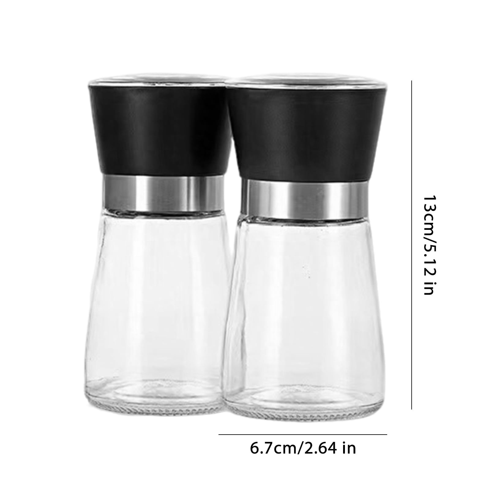 Jkung 2Pcs Pepper And Salt Grinder Refillable Stainless Steel Mill with Adjustable Coarseness Manual Spice Grinder for Kitchen Home Restaurant