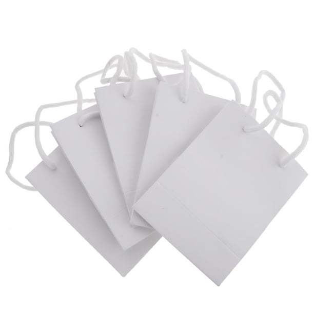 Bolsa de regalo de papel pequeña de 5 piezas, bolsas Kraft, embalaje de joyería, fiesta, blanco liso Baoblaze Bolsa de joyería de papel