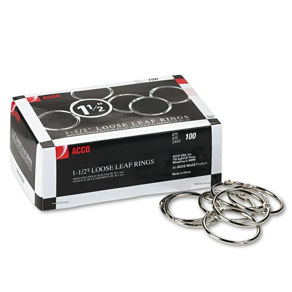 Loose Leaf Binder Rings 1-Inch（100 Pack） Office Book Rings, Nickel ...