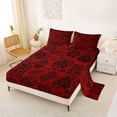 thumbnail image 2 of jejeloiu Dramatic Paisley Queen Sheets For Men Women,High Contrast Print Queen Sheet Sets,Red Black,4-Piece,1 Flat Sheet, 1 Fitted Sheet and 2 Pillowcases, 2 of 6