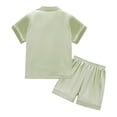 thumbnail image 3 of Gyratedream 4-14Y Child Boy Girl Silk Satin Pajamas Set,Short Sleeve Tops+Shorts Sleepwear Suit, 3 of 7