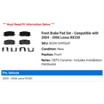 thumbnail image 2 of Front Brake Pad Set - Compatible with 2004 - 2006 RX330 2005, 2 of 2