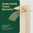 thumbnail image 6 of Cobbe High Arc Waterfall Bathroom Sink Faucet – Brushed Gold Single Handle with Deck Plate for 1-Hole, 6 of 9
