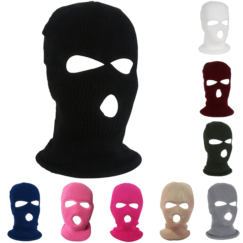 3 HOLE Face Mask Ski Mask Winter Knit Thermal Cap Balaclava Hood Army Tactical 