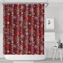 Red Christmas Snowflake Pattern Shower Curtain 84"x72" ,Bathroom Decorative Shower Curtains Set with 12 Hooks,Modern Waterproof Washable Shower Curtain