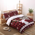 thumbnail image 3 of Christmas Deer King Size Comforter Set, Snowflake Cardinal Berry Leaf Plaid Snowflake Bedding for All Seasons, 4 Pcs Bed Set with 1Comforter (90"x106") ,1 Sheet(94"x116"), 2 Pillowcases (19"x35"), 3 of 7