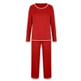 thumbnail image 5 of Fmbrln Womens Solid Color Pajama Sets Lounge Sets Long Sleeve Tops and Pants Soft Comfy Sleepwear with Pockets Red XL, 5 of 8