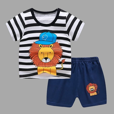 

Juebong Kids Sets Clearance Toddler Boys Cartoon Print Pattern Short Sleeve Clothes Summer Two-piece Sets
