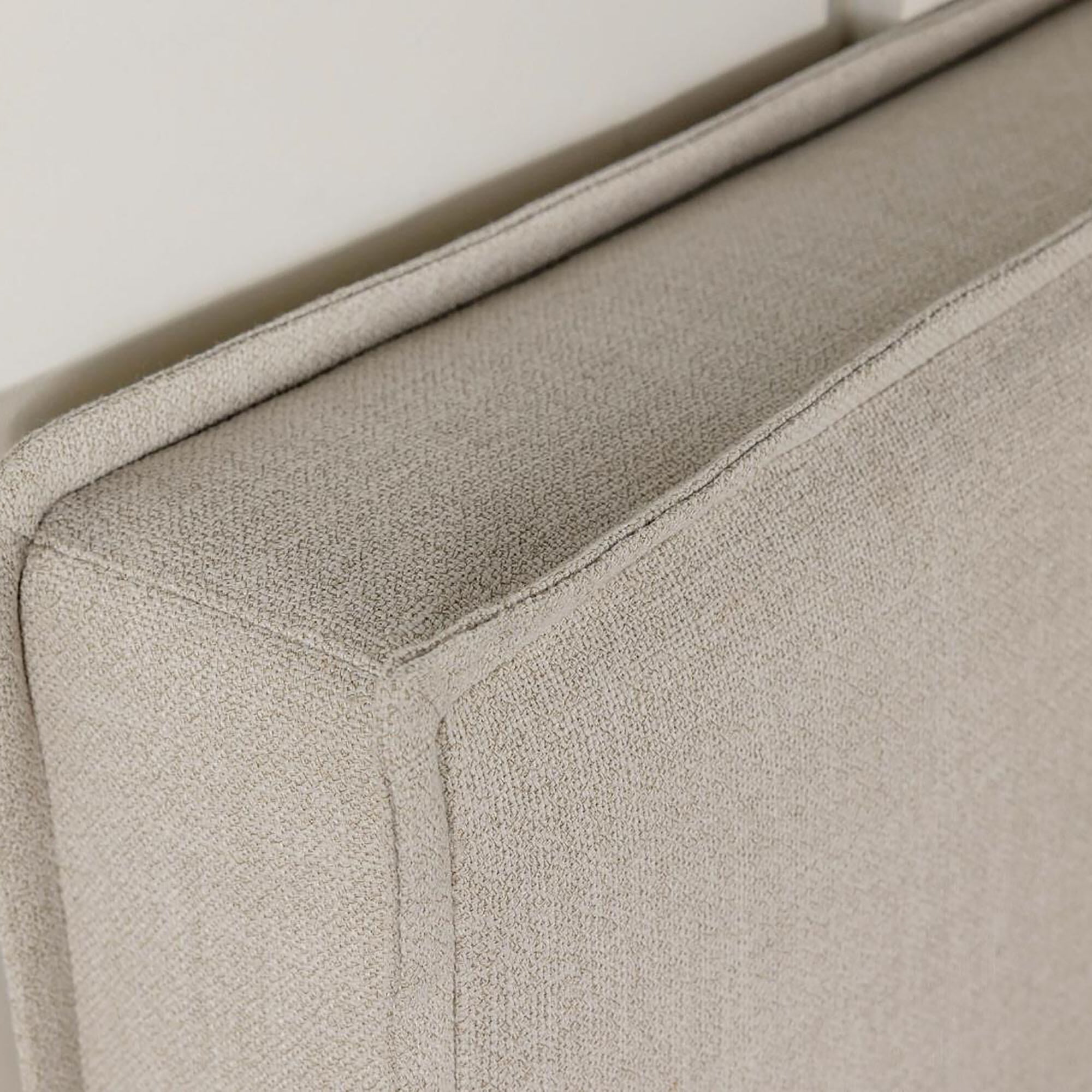 Queen Size Sand Upholstered Headboard with Flange Details, 65" Wide Fabric Headboard for Bedroom, Modern Pine Wood Frame