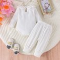 thumbnail image 4 of Baby Girls Casual Outfit Set Long Sleeve Ruffle Blouse and Pant 2PCS Toddler Jumpsuit Soft Playwear Romper, 4 of 4