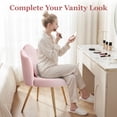 thumbnail image 5 of COOLHUT Petal Velvet Vanity Chair, Flower Cute Girls Mack Up Vanity Stool Chair with Lumber Pillow and Adustable Gold Legs, Upholstered Small Desk Chair for Living Room Bedroom Home Office, Pink, 5 of 9