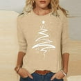 thumbnail image 2 of Tops For Women Christmas Trendy 3/4 Sleeve Shirts Fashion Tree Print Loose Casual Gift Tops, 2 of 4
